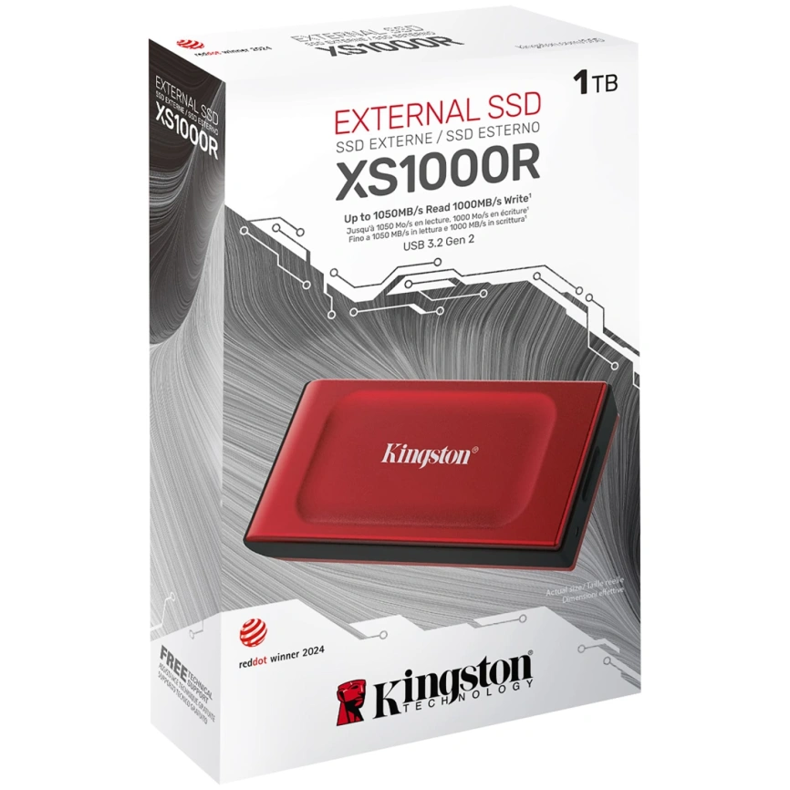 Внешний SSD накопитель Kingston XS1000 USB 3.2 USB 1TB Red (SXS1000R/1000G) фото 3