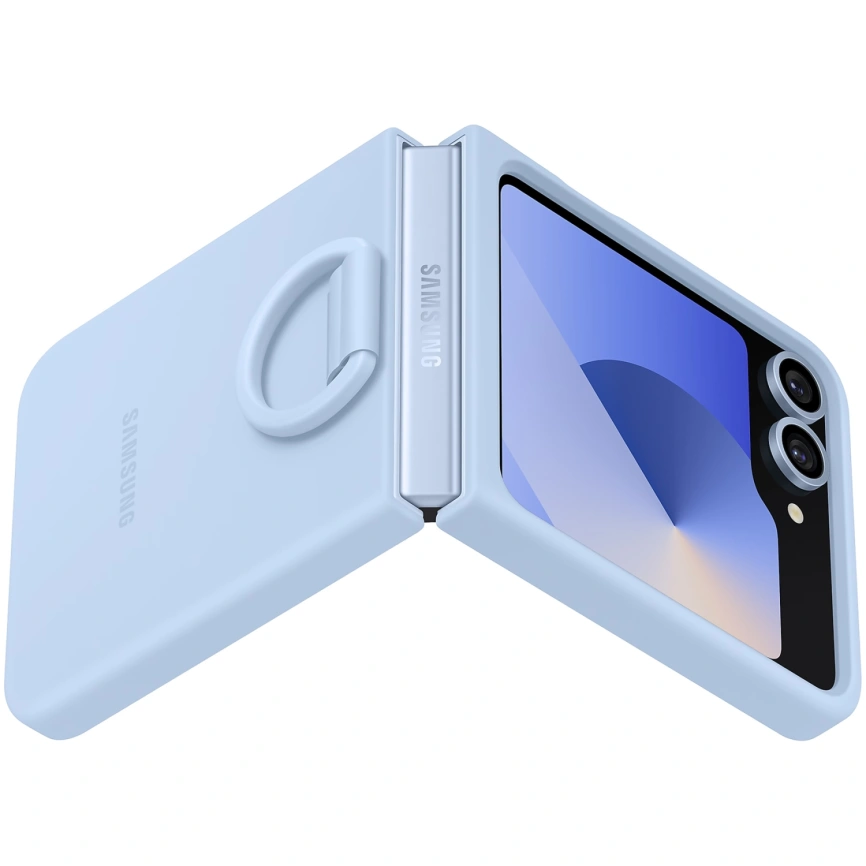 Чехол Samsung Silicone Case with Ring для Galaxy Z Flip6 Light Blue фото 2