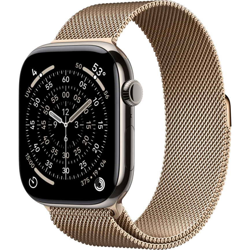 Смарт-часы Apple Watch Series 11 42mm Natural Titanium Case with Gold Milanese Loop фото 1